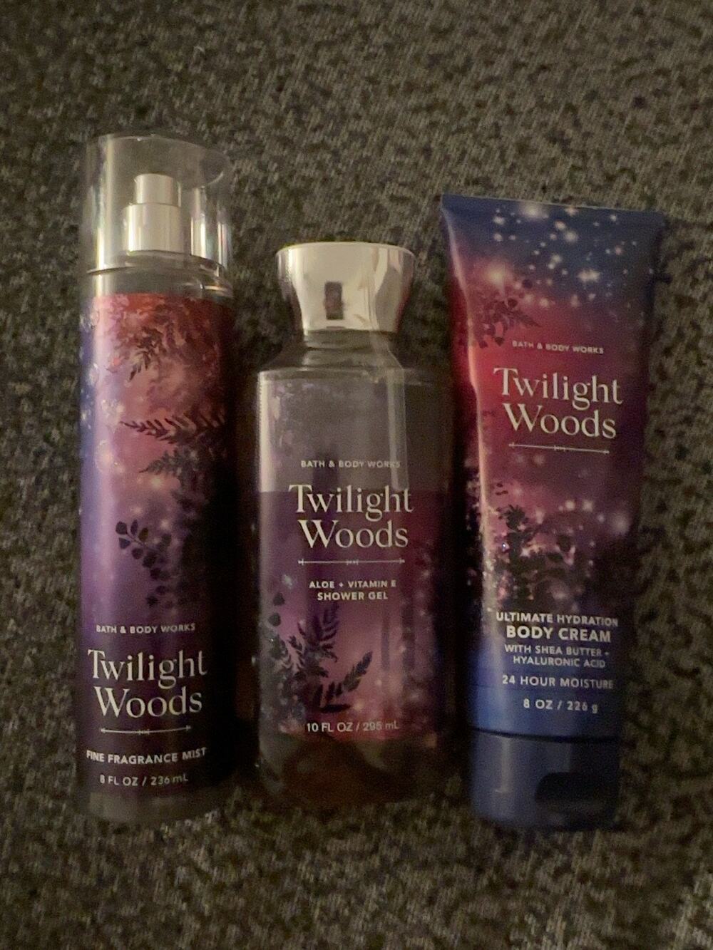 Bath Body Works Twilight Woods Retired 3 Pc Set Mist Shower Gel Body Cream